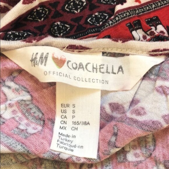New H&M x Coachella elephant tribal festival bohemian boho cold shoulder blouse - Picture 11 of 14